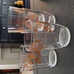 Set 4 vintage butterfly juice glasses